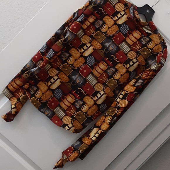 Designer  Silk "suitcase" blouse shirt top - M - Picture 5 of 7